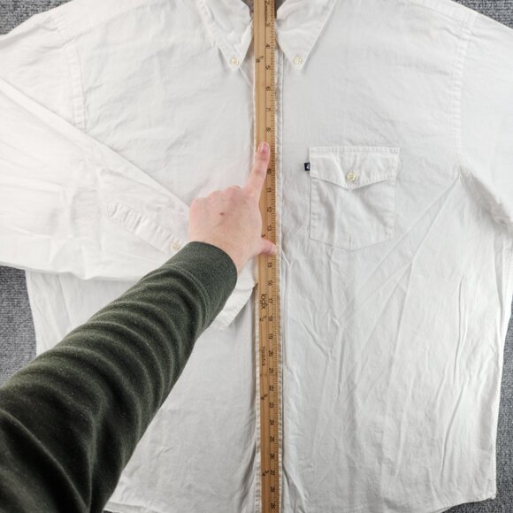Brooks Brothers Button-Down Cotton XL White Mens Shirt Pocket Business Solid - Picture 11 of 16